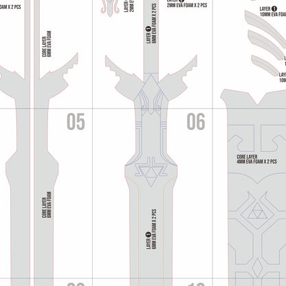 Master Sword Prop Pattern Template – EVA Foam Pattern for Cosplay & DIY Builds Inspired by The Legend of Zelda