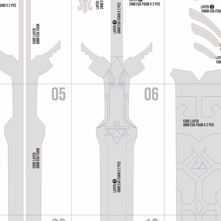 Master Sword Prop Pattern Template – EVA Foam Pattern for Cosplay & DI ...