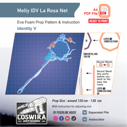 Melly La Rosa Net Prop Pattern Template – EVA Foam Pattern for Cosplay and DIY Builds Inspired by Identity V