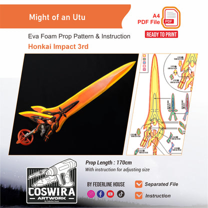 Might of An-Utu Prop Pattern Template – EVA Foam Pattern for Cosplay & DIY Builds Inspired by Honkai Impact 3rd