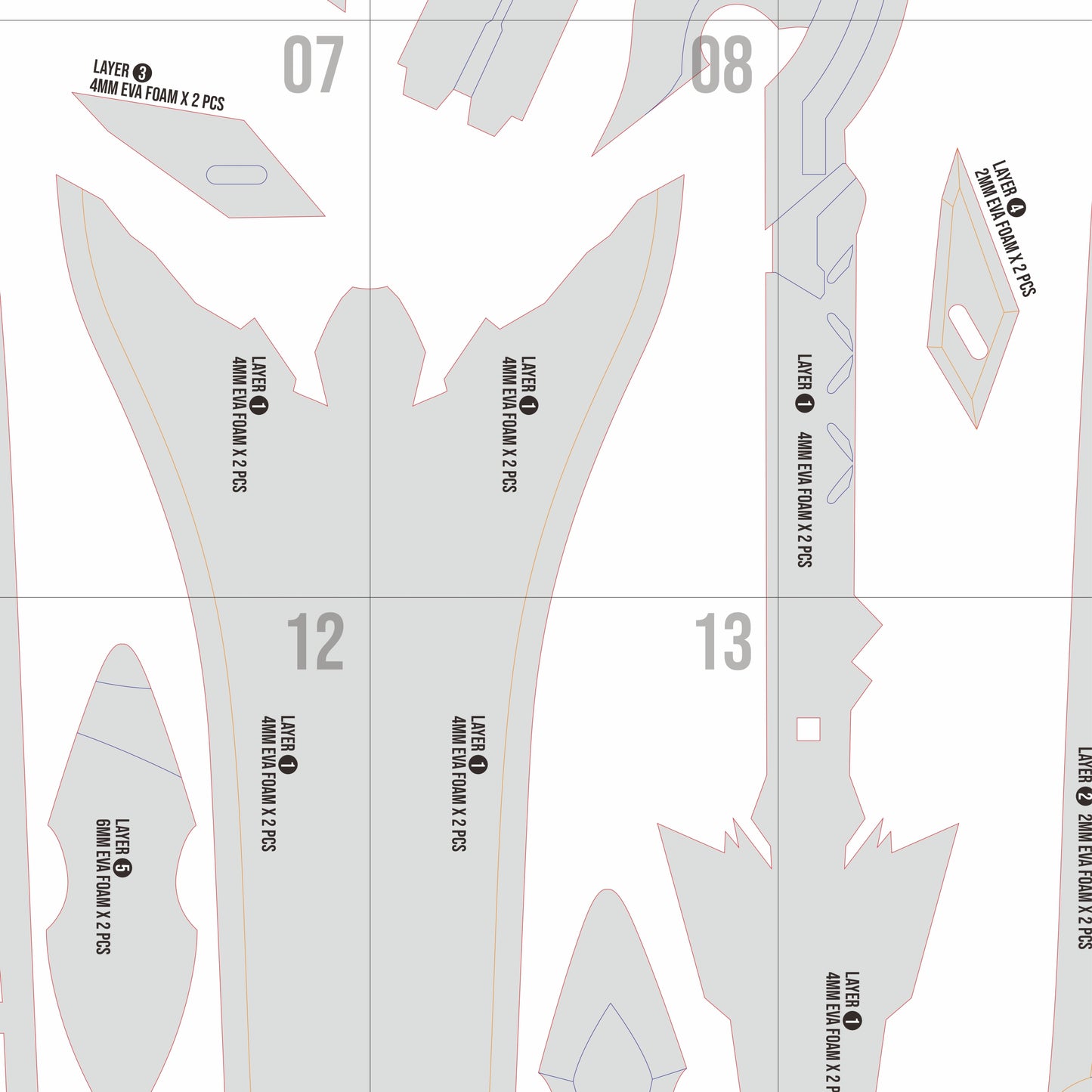Might of An-Utu Prop Pattern Template – EVA Foam Pattern for Cosplay & DIY Builds Inspired by Honkai Impact 3rd