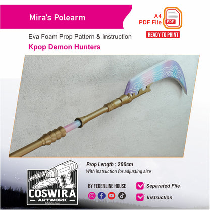 Prop Pattern: Mira Polearm from Kpop Demons Hunter Cosplay Template Blueprint PDF
