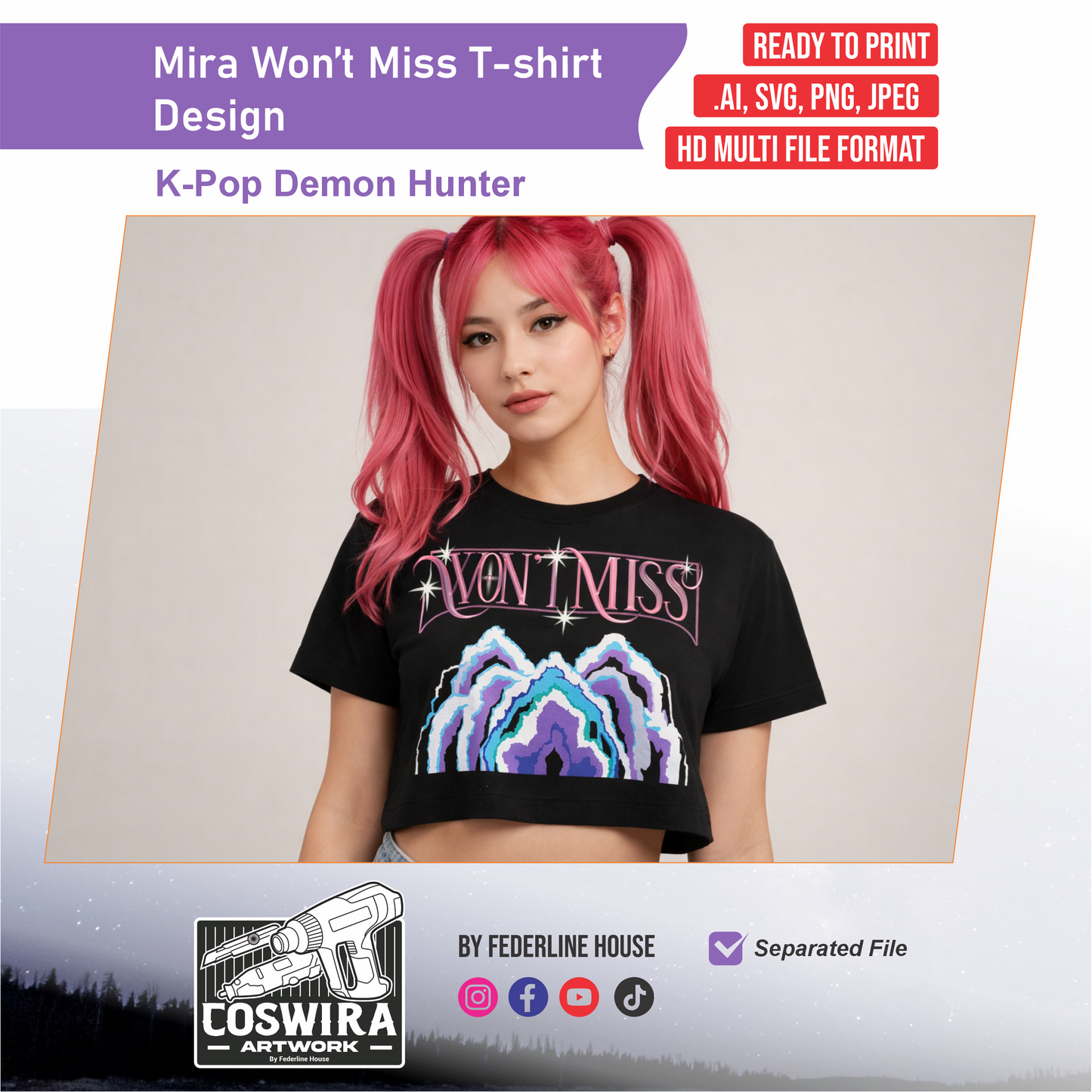 Mira Won’t Miss T-Shirt Design – Ready to Print Graphic Inspired by K-Pop Demon Hunter