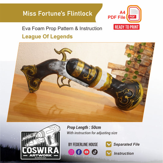 Miss Fortune Flintlock Hand Prop Pattern – EVA Foam Template Inspired by League of Legends Cosplay