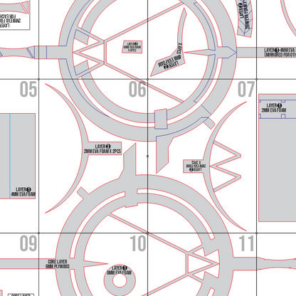 Mostima Dual Staff & Bag EVA Foam Pattern PDF – Arknights Inspired Cosplay Prop Template