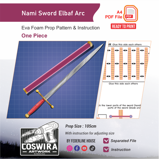 Nami Elbaf Sword Prop Pattern Template – EVA Foam Pattern for Cosplay and DIY Builds Inspired by One Piece Anime