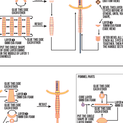 Noahram – Gustave & Verso Sword Prop Pattern Template – EVA Foam Pattern for Cosplay & DIY Builds Inspired by Clair Obscur: Expedition 33