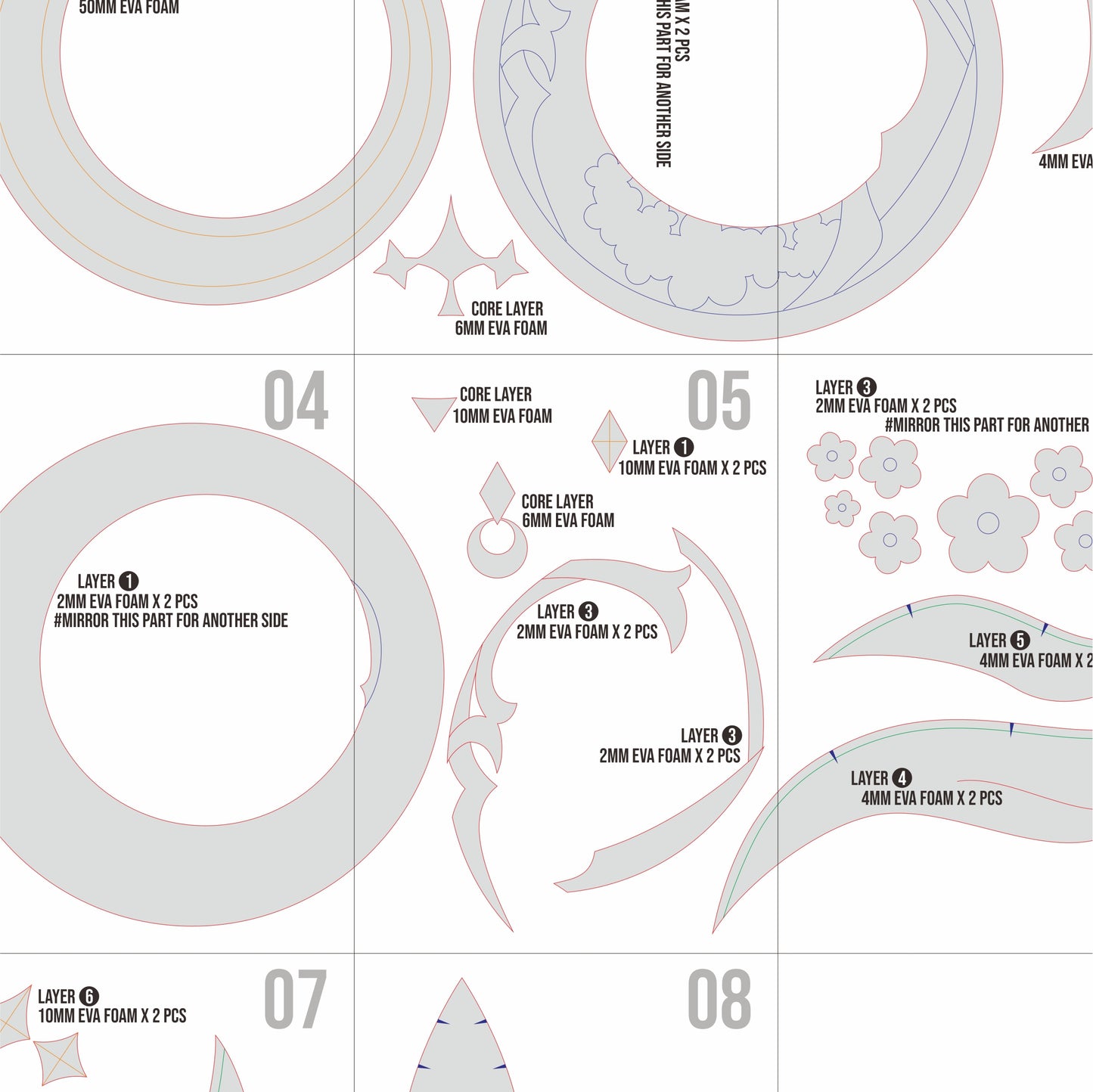 Nocturne’s Curtain Call Prop Pattern Template – EVA Foam Cosplay PDF Inspired by Genshin Impact