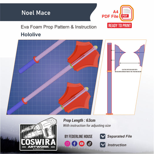 Noel Weapon Prop Pattern Template – EVA Foam Pattern for Cosplay and DIY Builds Inspired by Genshin Impact