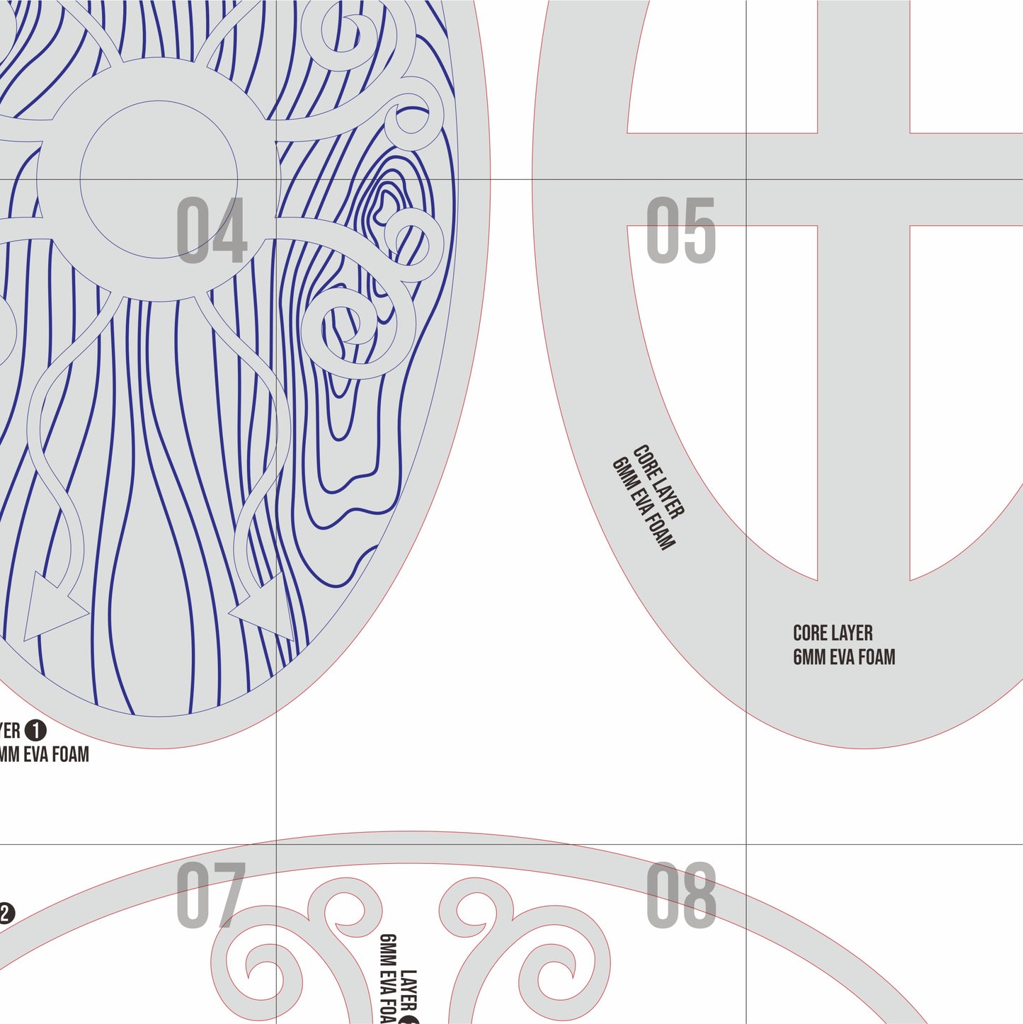 Oval Shield Basic Pattern Template – EVA Foam Cosplay PDF for DIY Builds