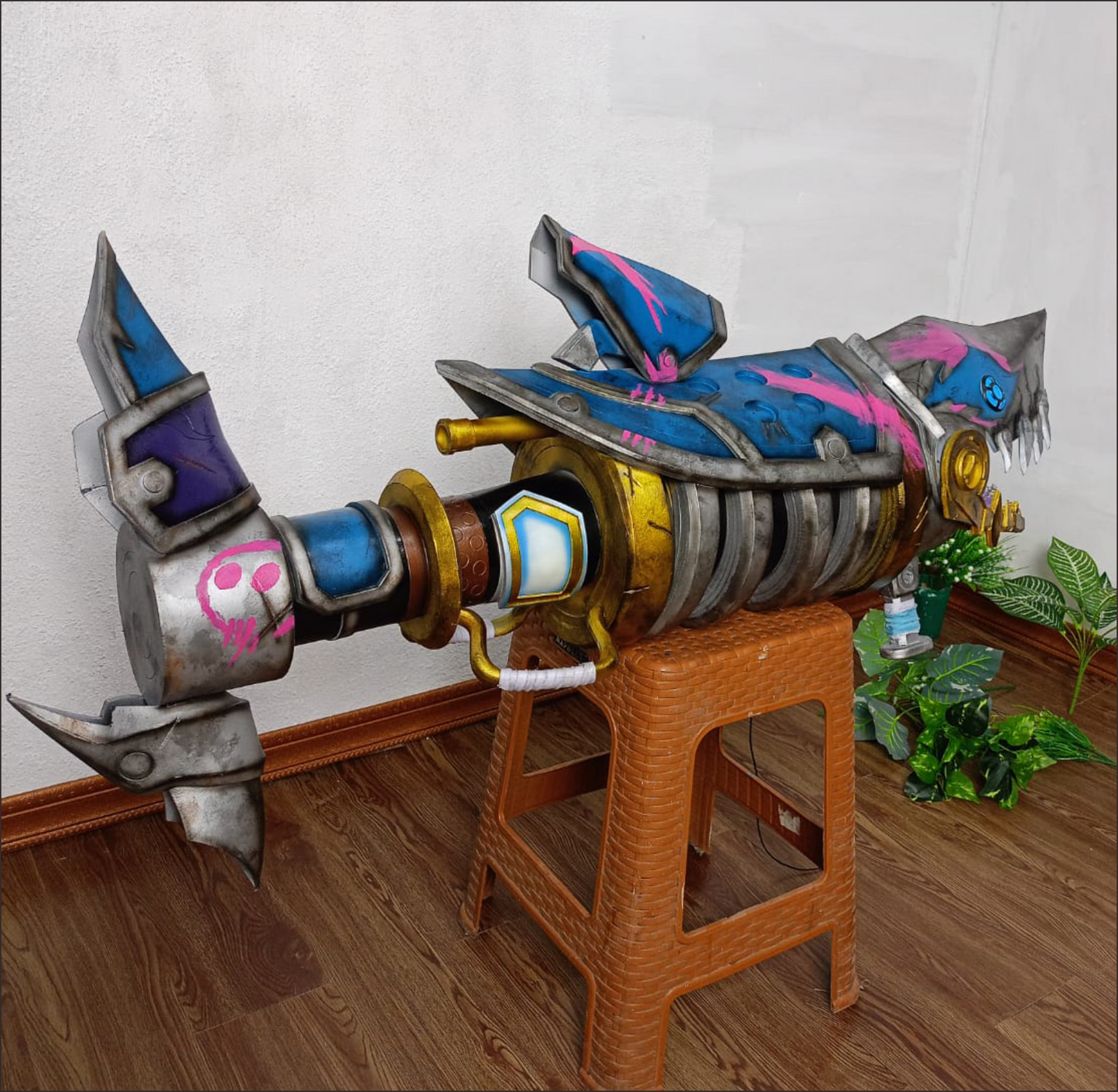 Pattern + Video on YouTube: Jinx Cosplay Fishbones Rocket Launcher from Arcane League of Legends Cosplay Template Blueprint PDF