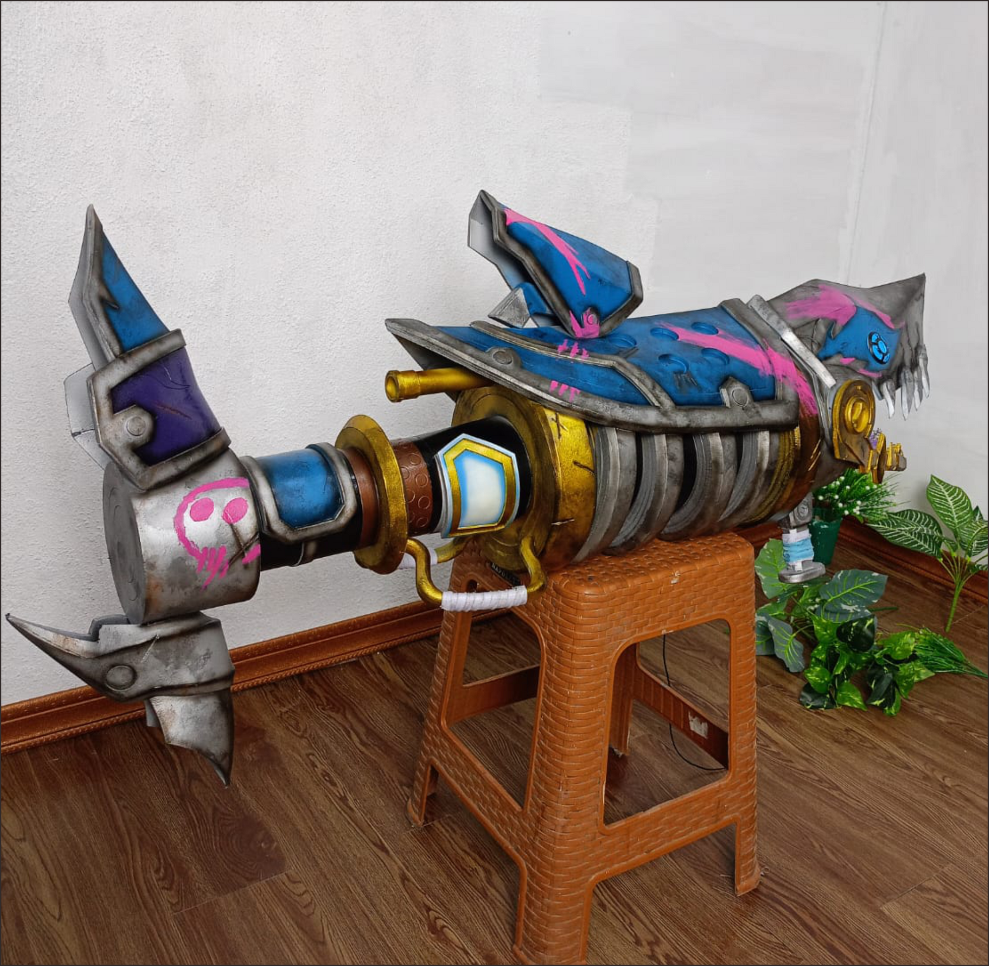 Pattern + Video on YouTube: Jinx Cosplay Fishbones Rocket Launcher from Arcane League of Legends Cosplay Template Blueprint PDF