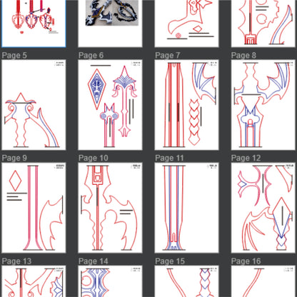 Pattern + Video on YouTube: Oblivion Keyblade from Kingdom Hearts Cosplay Template Blueprint PDF