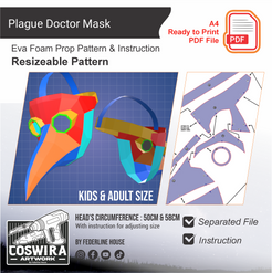 Plague Doctor Mask Prop Pattern Template – EVA Foam Basic Pattern for ...