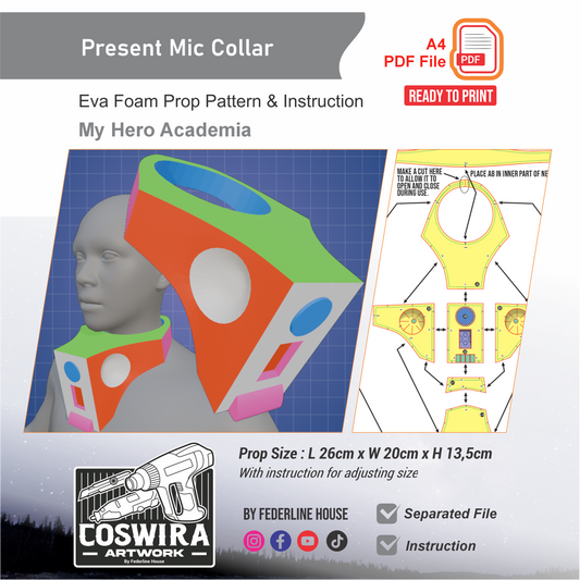 Present Mic Collar Prop Pattern Template – EVA Foam Pattern for Cosplay & DIY Builds Inspired by My Hero Academia