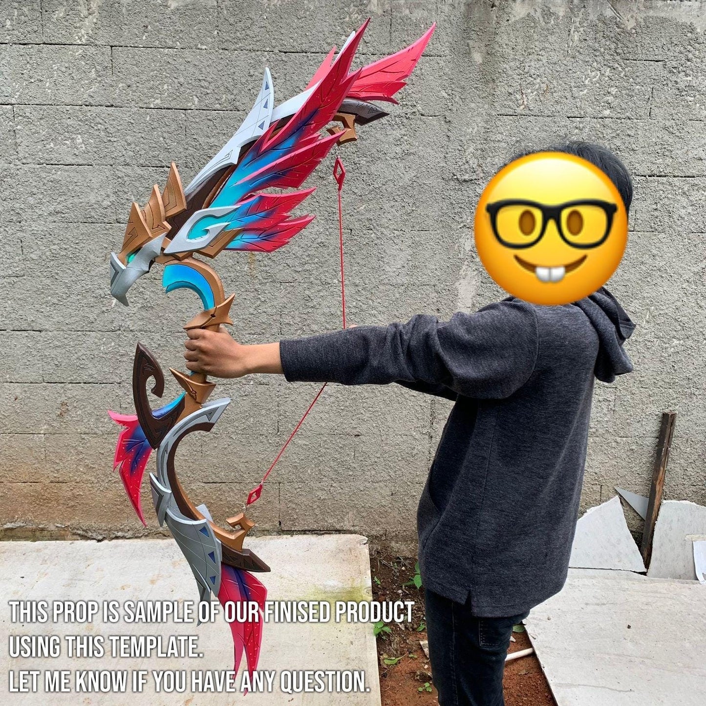 Prop Pattern Astral Vulture Crimson Plumage Bow from Genshin Impact Cosplay Blueprint Template PDF