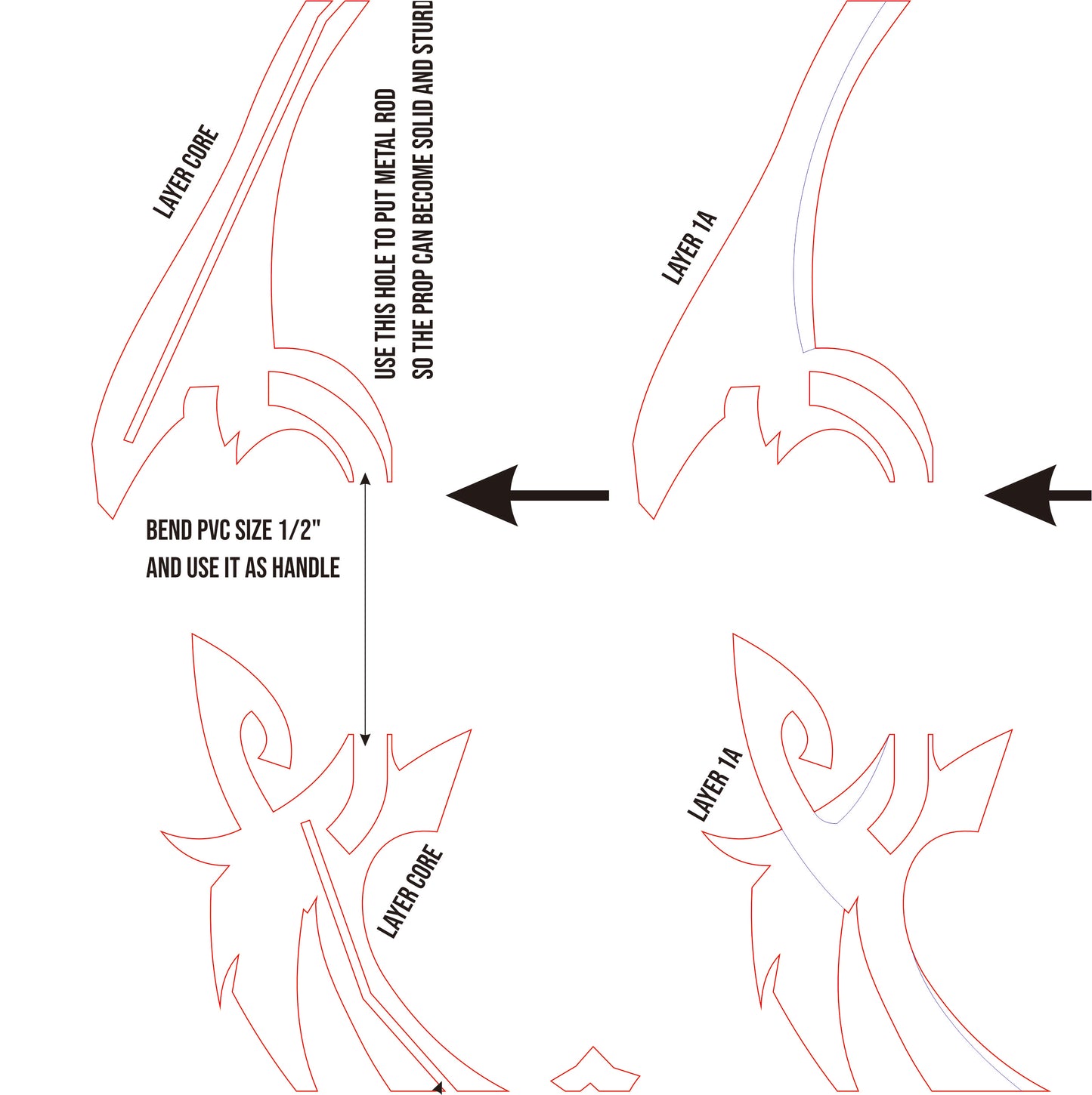 Prop Pattern Astral Vulture Crimson Plumage Bow from Genshin Impact Cosplay Blueprint Template PDF