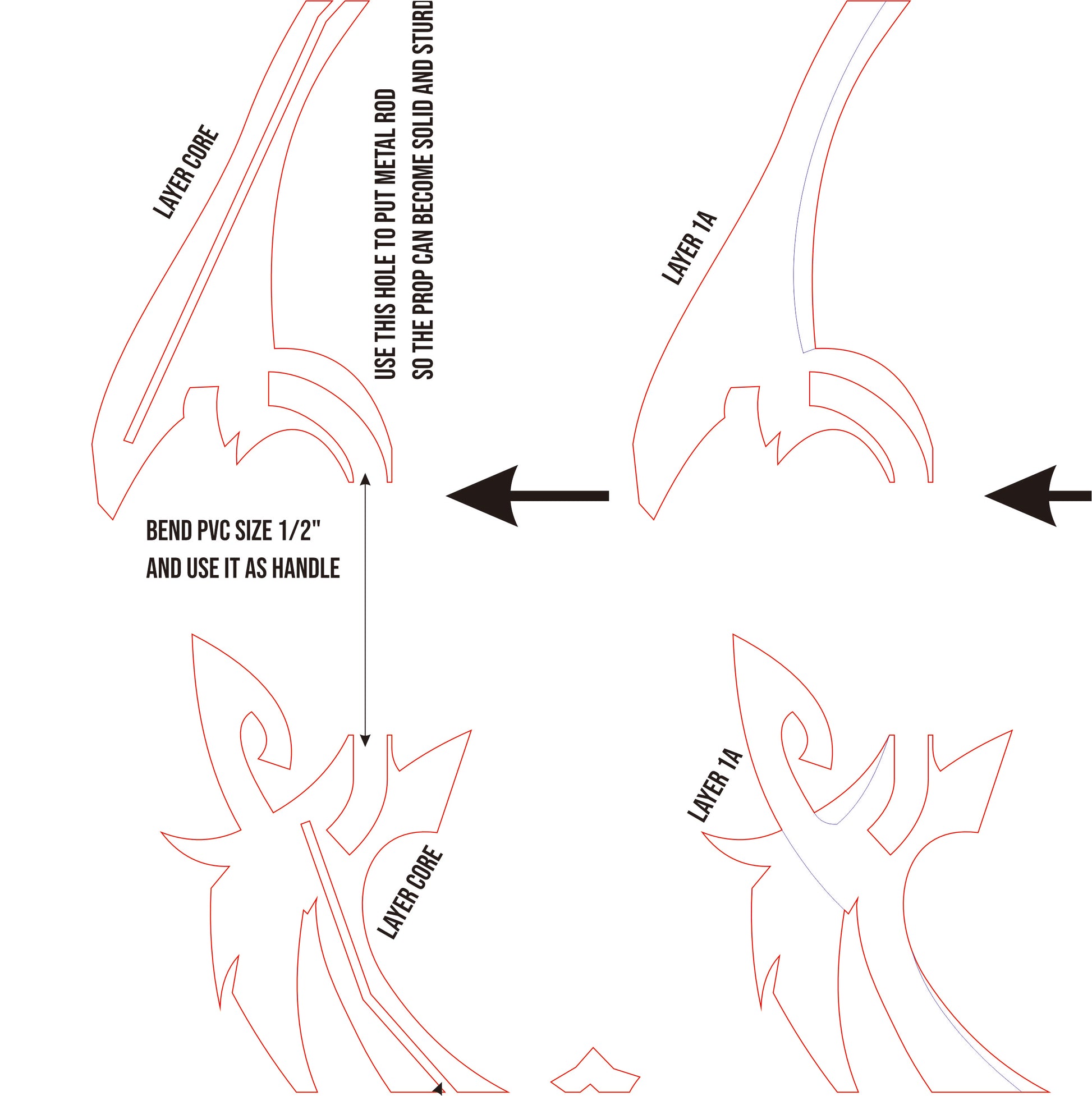 Prop Pattern Astral Vulture Crimson Plumage Bow from Genshin Impact Cosplay Blueprint Template PDF