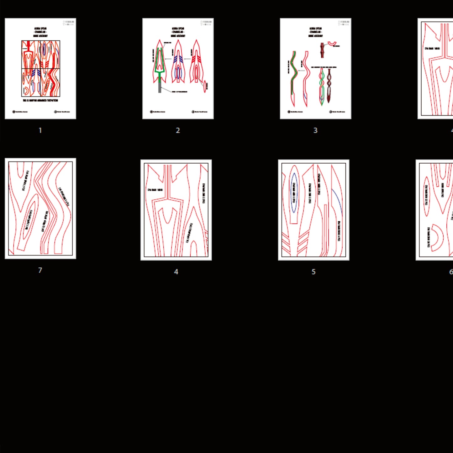 Prop Pattern: Asuka Spear from Evangelion Cosplay Template Blueprint PDF