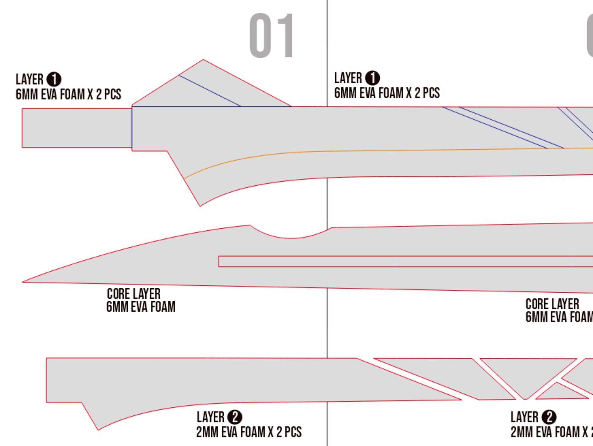 Prop Pattern: Azurelight Skirk Sword from Genshin Impact Cosplay Template Blueprint PDF