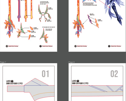 Prop Pattern: Azurelight Skirk Sword from Genshin Impact Cosplay Template Blueprint PDF
