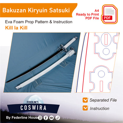 Prop Pattern: Bakuzan Kiryuin Satsuki from Kill la Kill Cosplay Template Blueprint PDF