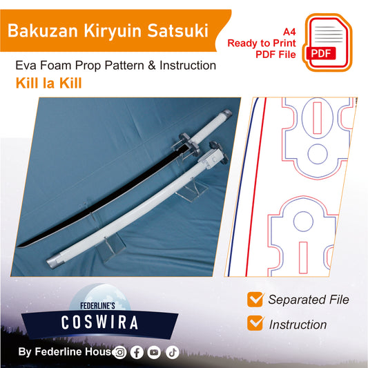 Prop Pattern: Bakuzan Kiryuin Satsuki from Kill la Kill Cosplay Template Blueprint PDF