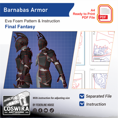 Prop Pattern: Barnabas Armor from Final Fantasy XVI Cosplay Template Blueprint PDF