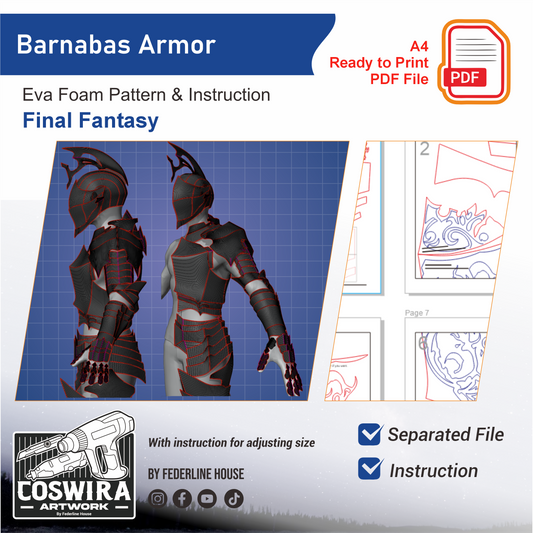 Prop Pattern: Barnabas Armor from Final Fantasy XVI Cosplay Template Blueprint PDF