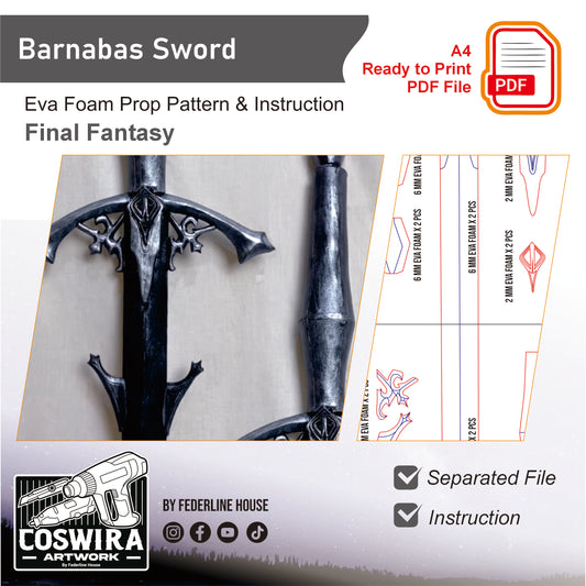 Prop Pattern: Barnabas Sword from Final Fantasy XVI Cosplay Template Blueprint PDF