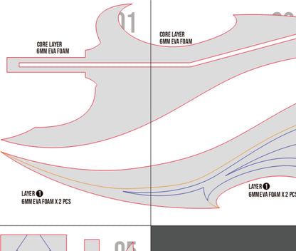 Prop Pattern: Baruka's Dagger from Solo Leveling Cosplay Template Blueprint PDF
