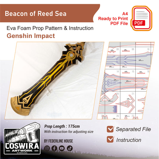 Prop Pattern: Beacon of the Reed Sea from Genshin Impact Cosplay Template Blueprint PDF