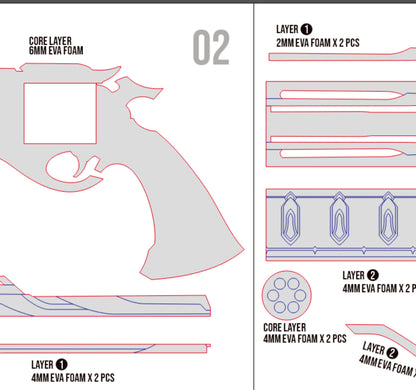 Prop Pattern: Boothill Revolver from Honkai Star Rail Cosplay Template Blueprint PDF