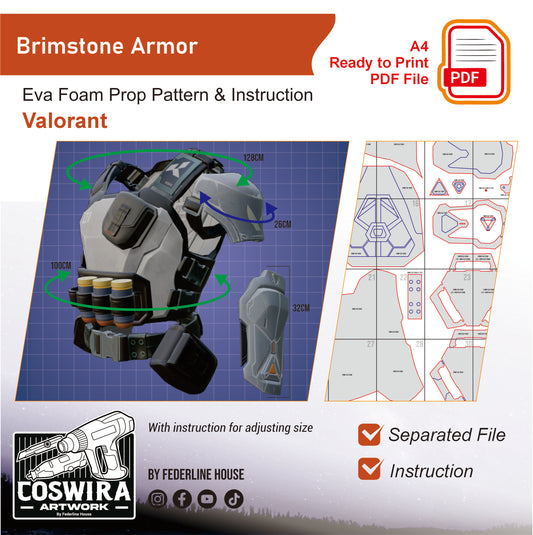 Prop Pattern: Brimstone Armor from Valorant Cosplay Template Blueprint PDF