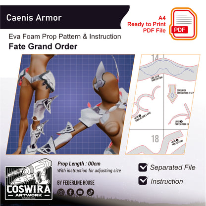 Prop Pattern: Caenis Armor from Fate Grand Order Cosplay Template Blueprint PDF