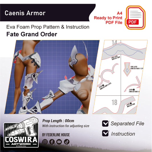 Prop Pattern: Caenis Armor from Fate Grand Order Cosplay Template Blueprint PDF