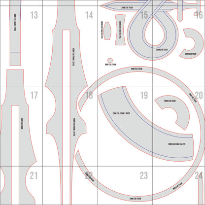 Prop Pattern: Caenis Spear and Shield from Fate Grand Order Cosplay Template Blueprint PDF