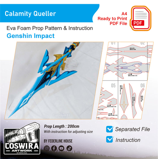 Prop Pattern: Calamity Queller from Genshin Impact Cosplay Template Blueprint PDF