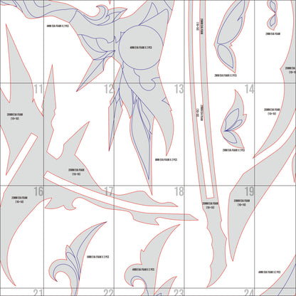 Prop Pattern: Castorice Scythe from Honkai Star Rail Cosplay Template Blueprint PDF