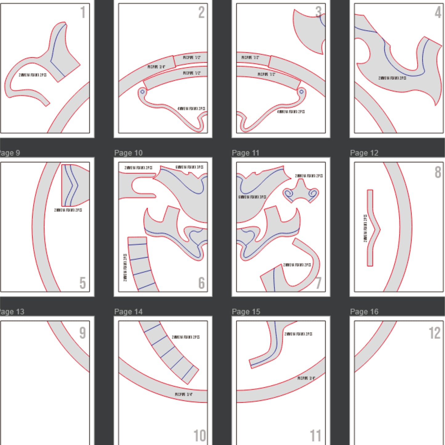 Prop Pattern: Crimson Orchid Dual Blade (Sun Shangxiang Wheels) from Dynasty Warriors Origins Cosplay Template Blueprint PDF
