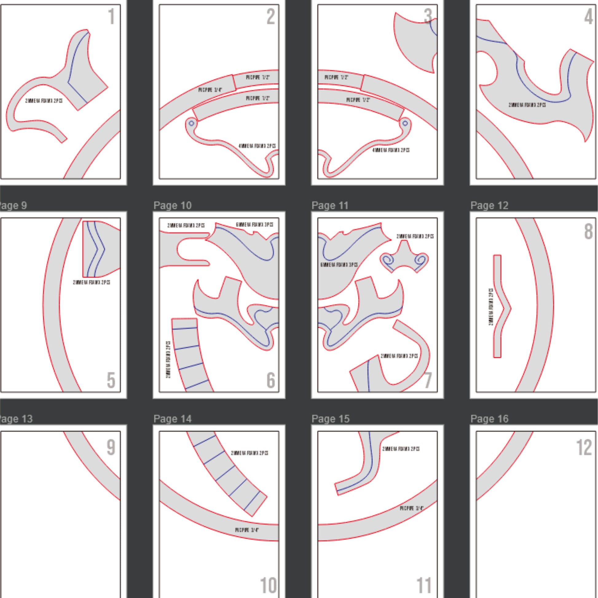 Prop Pattern: Crimson Orchid Dual Blade (Sun Shangxiang Wheels) from Dynasty Warriors Origins Cosplay Template Blueprint PDF
