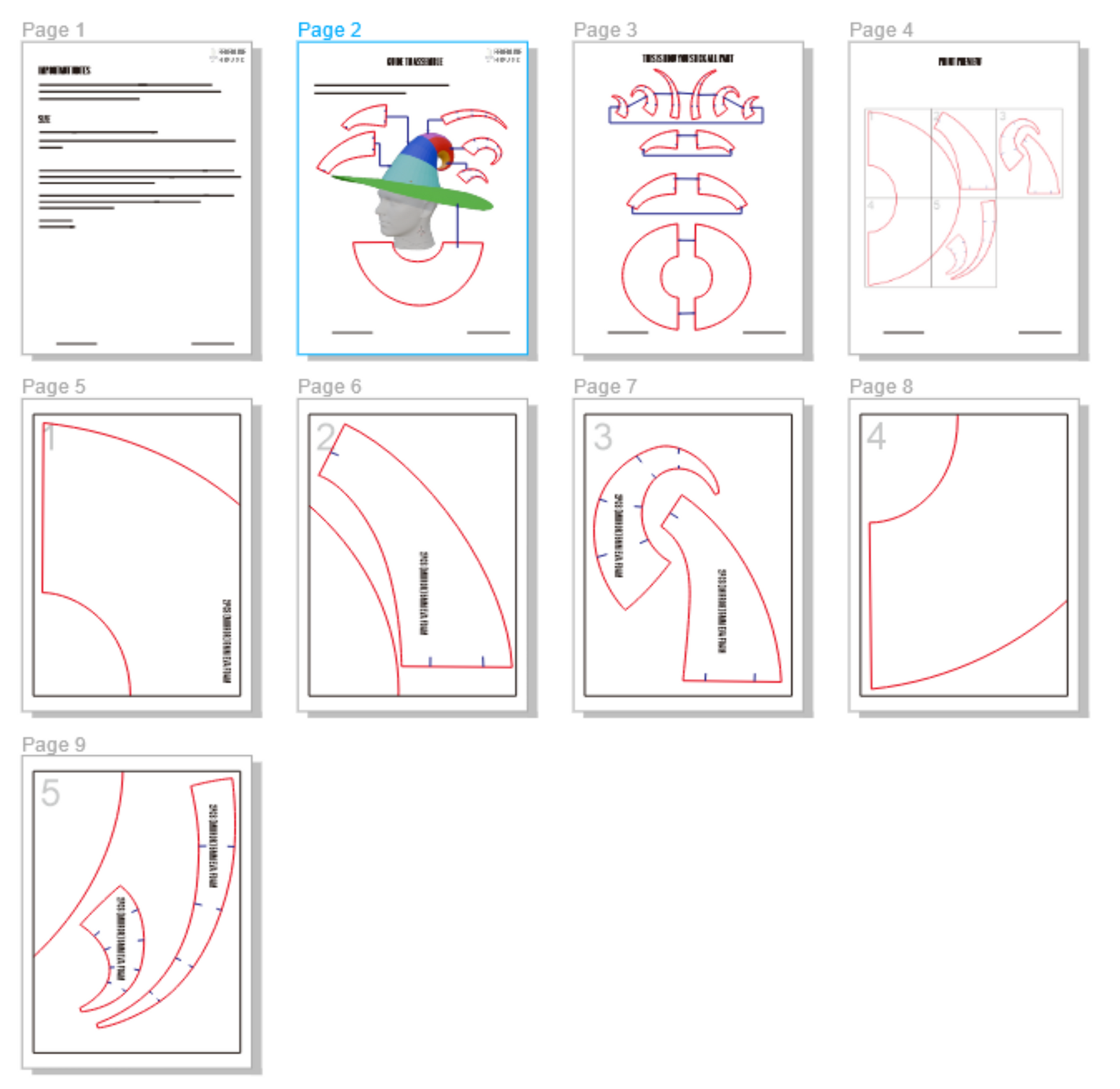 Prop Pattern: Curly Witch Hat Base Pattern Cosplay Template Blueprint PDF