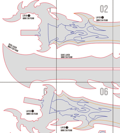Prop Pattern: Demon King's Dagger from Solo Leveling Cosplay Template Blueprint PDF