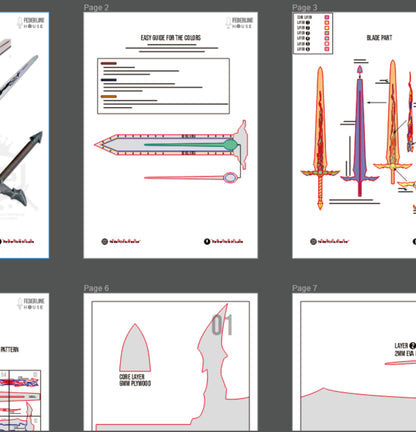 Prop Pattern: Demon King's Longsword from Solo Leveling Cosplay Template Blueprint PDF
