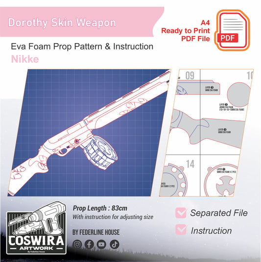 Prop Pattern: Dorothy Skin Weapon from Nikke Goddess of Victory Cosplay Template Blueprint PDF