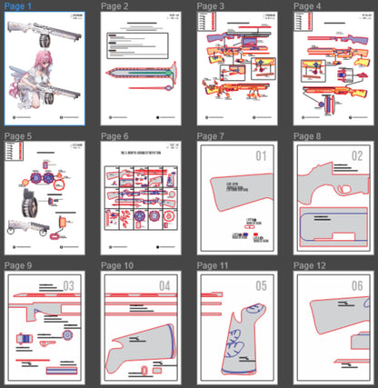 Prop Pattern: Dorothy Skin Weapon from Nikke Goddess of Victory Cosplay Template Blueprint PDF