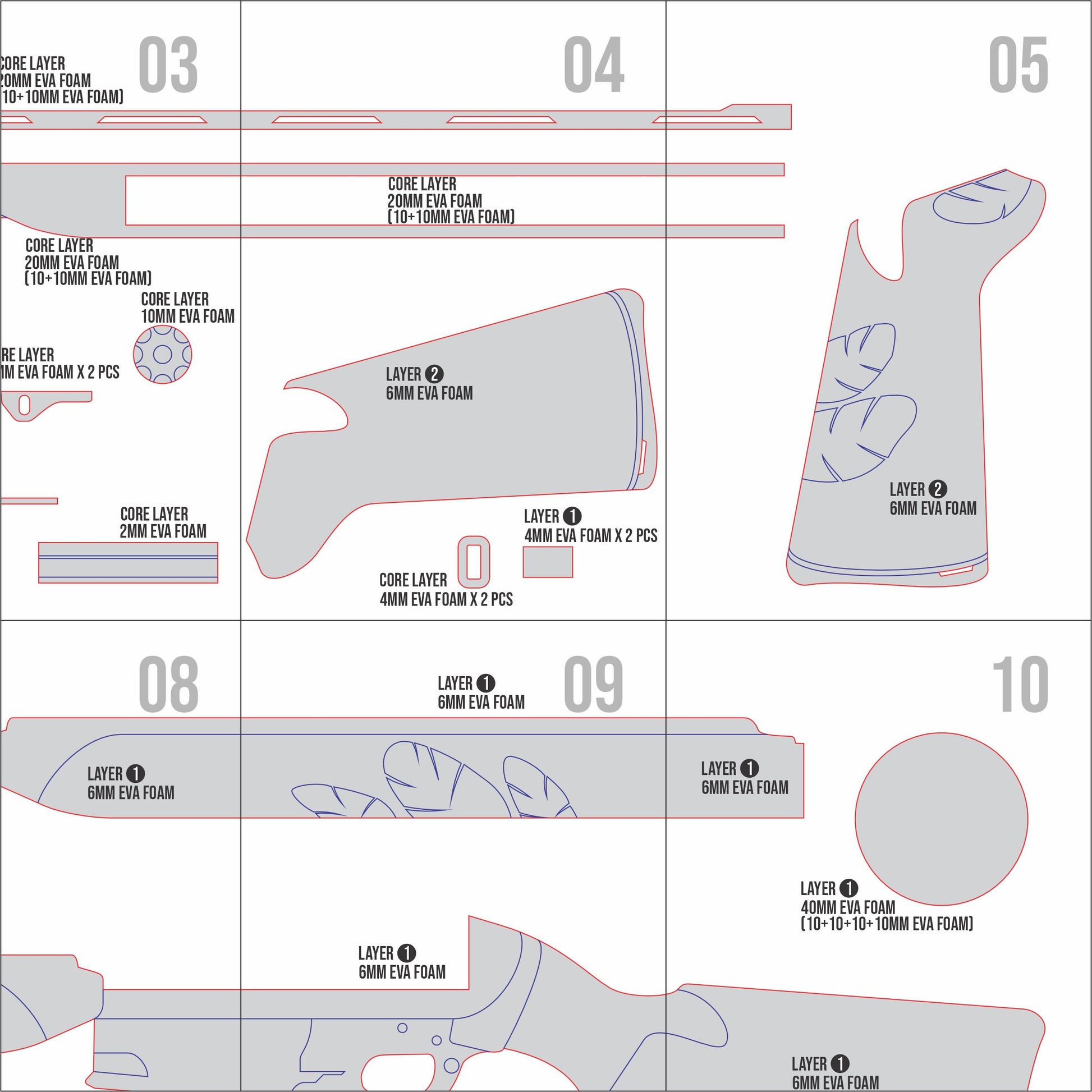 Prop Pattern: Dorothy Skin Weapon from Nikke Goddess of Victory Cosplay Template Blueprint PDF