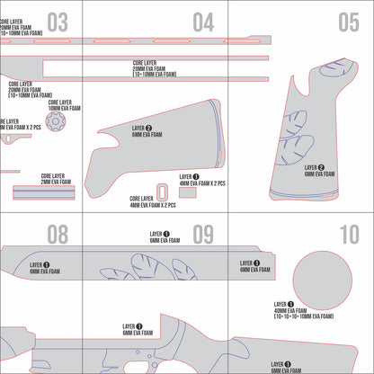 Prop Pattern: Dorothy Skin Weapon from Nikke Goddess of Victory Cosplay Template Blueprint PDF