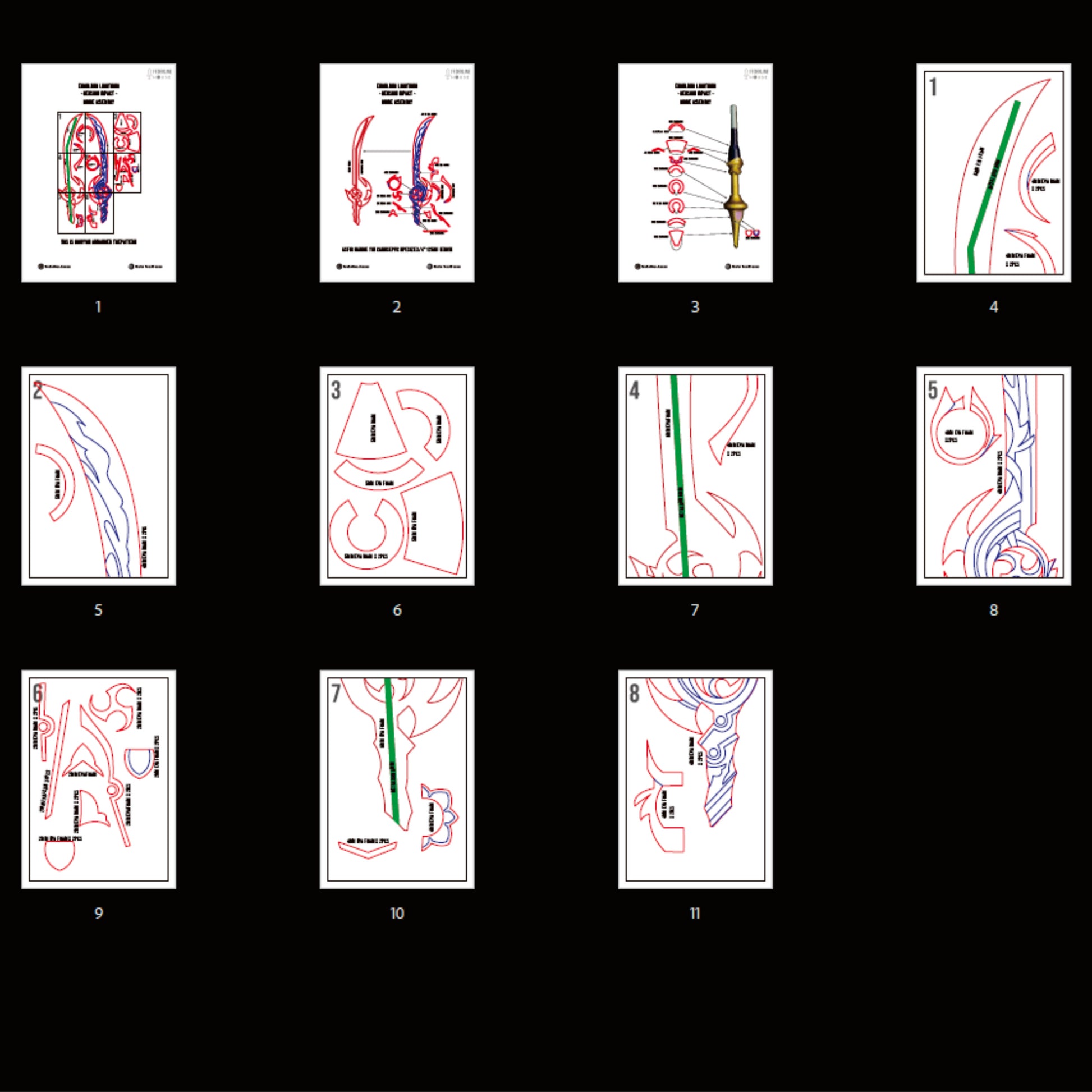 Prop Pattern: Engulfing Lightning from Genshin Impact Cosplay Template Blueprint PDF
