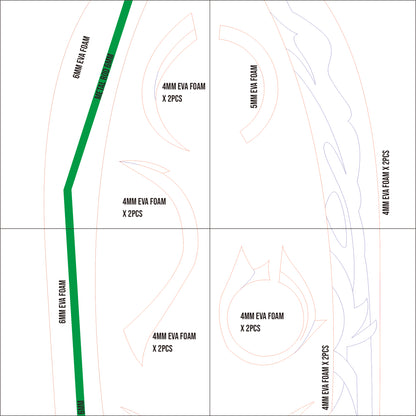 Prop Pattern: Engulfing Lightning from Genshin Impact Cosplay Template Blueprint PDF